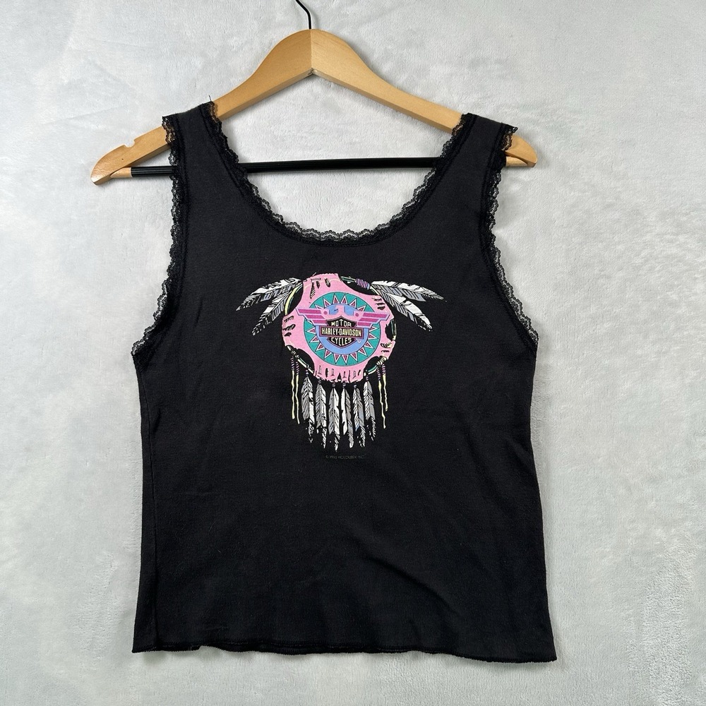 Vintage 1992 Harley Davidson Motor Cycle Women Tank Top Size XL